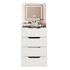 Toeletta Moderna Illuminata Multifunzionale con Specchio a Ribalta e Armadietto Contenitore per Camera da Letto e Uso Ospedaliero - Product Image 1