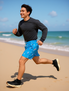 Shorts de bain imprimés à séchage rapide pour hommes, taille mi-haute avec cordon de serrage, 100 % polyester tissé par sublimation - Product Image 2