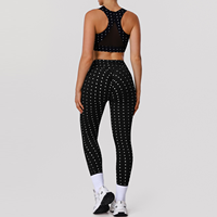 ARCHNANO Ensemble de yoga blanc à pois 2 pièces pour femmes, tenue de sport, gym, Hyrox, dos nageur, fitness, Pilates, logo personnalisé