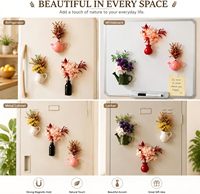 Aimants pour réfrigérateur en forme de vase à fleurs en céramique, mini vase magnétique avec fleurs séchées naturelles, décorations mignonnes pour la maison