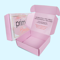 Boîtes d'emballage fantaisie en papier ondulé rose avec Logo personnalisé, boîtes de courrier imprimées, boîte d'emballage pour cosmétiques