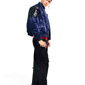 Blousons Anorak et Manteaux Bomber pour Hommes, Coupe Oversize Vintage, Hiver, Coupe-Vent, Épais, Entièrement Zippés, en Nylon Satiné Matelassé, Style Boxy et Rembourré - Product Image 5