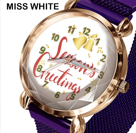 Christmas Tree Santa Claus Purple Watch Fashion Trend Men's and Women's Quartz Watch