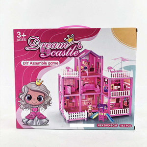 Kit de Construcción de Casa de Muñecas de Plástico de 162 Piezas, Incluye 2 Muñecas, Muebles, 7 Habitaciones y Accesorios para Juegos de Imitación para Niñas - Product Image 3