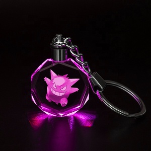 Bán buôn tùy chỉnh 3D Logo Led nhấp nháy ánh sáng tinh thể thủy tinh Keychain Poke Mon đi nhân vật - Product Image 5