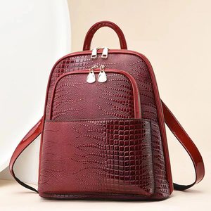 Design <b>Waterproof</b> Lady Laptop <b>School</b> Bag Alligator Leather <b>Backpack</b> Bag 2026 Custom Fashion for Women PU Polyester Zipper 5pcs - Product Image 4