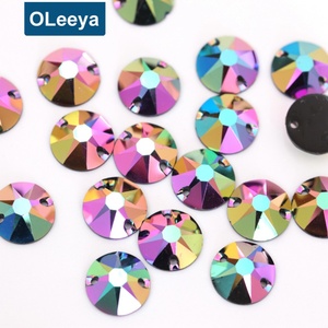Prix de gros usine Plus de 15 couleurs 12 mm Or rose brillant AB Noir Strass en résine à dos plat Rivoli à coudre pour robe de mariée - Product Image 4