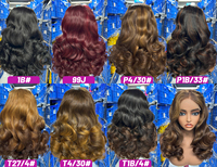 Wig rambut manusia asli keriting bouncy 22 inci, kepadatan 300%, dengan lace closure 5x5, gelombang longgar, tanpa lem, untuk wanita
