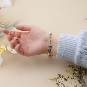 Tuyên Bố Lợn Mõm Vàng Và Bạc Thép Không Gỉ Hợp Thời Trang Quyến Rũ Vòng Đeo Tay Cho Phụ Nữ Của Punk Đồ Trang Sức Thời Trang - Product Image 6