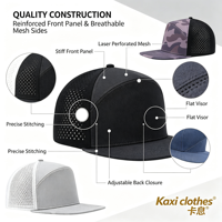 Casquette Trucker Homme Personnalisée avec Logo, 6 Panneaux, Visière Plate, Broderie, Maille Respirante et Imperméable, Réglable, Tendance