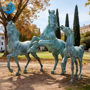 Statues de chevaux en bronze coulé grandeur nature pour jardin extérieur, sculpture pour manoir - Product Image 1