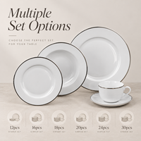 Vente en gros de vaisselle européenne en céramique fine Silver Line 16pcs vaisselle de table en porcelaine kit de vaisselle kit de vaisselle