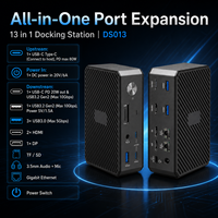 Base de Conexión USB-C 13 en 1 con 2 Puertos 4K, 1 Puerto DP 4K, 2 Puertos USB 10Gbps, 3 Puertos USB 5Gbps, LAN Gigabit, Ranuras TF/SD, Audio, 20W PD, Alimentación por CC