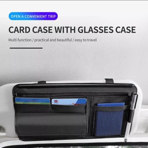 Auto Auto Voertuig Zonneklep Organizer Pocket Lederen Zonnescherm Opbergzakken Kaart Pen <span class=keywords><strong>Clip</strong></span> Contant Houder Voor Auto Sunvisor Accessoires - Product Image 2