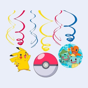 Spirali decorative Pokemon, 3 pezzi, ornamenti da appendere per feste con design Pikachu e Pokeball per la festa di compleanno dei bambini - Product Image 1