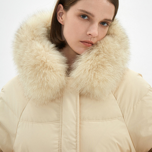 Hiver Satin Anti-Rétrécissement Tissé <span class=keywords><strong>femme</strong></span> Fausse Fourrure Manteaux Blanc Long Vers Le Bas <span class=keywords><strong>Veste</strong></span> <span class=keywords><strong>Femme</strong></span> - Product Image 4