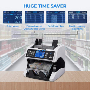 Compteur de billets de banque multi-devises durable et rapide à intelligence artificielle pour USD/<span class=keywords><strong>EUR</strong></span>/GBP/CAD/MXN/AUD, comptage automatique intelligent - Product Image 4