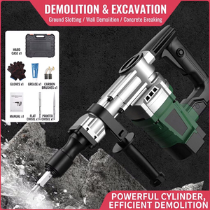 Electric Hammer SDS Max Industrial <b>Wall</b> Demolition Power Tool 110V US <b>Plug</b> Pistol Grip Metal Body - Product Image 5