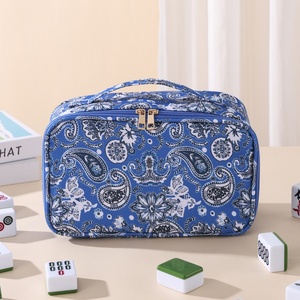 Bolsa de almacenamiento para Mahjong, bolsa de viaje multifuncional portátil de gran capacidad con estampado de flores de poliéster - Product Image 1