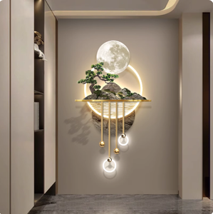 Penjualan laris baru pintu masuk gaya seni dinding Led dekorasi rumah kanvas kristal cetak Digital lanskap Modern - Product Image 1