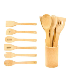 Eco-Friendly Factory Custom Kitchen <b>Set</b> Serving <b>Tools</b> Cooking Utensil Natural Wooden Bamboo Utensils <b>Sets</b> - Product Image 1