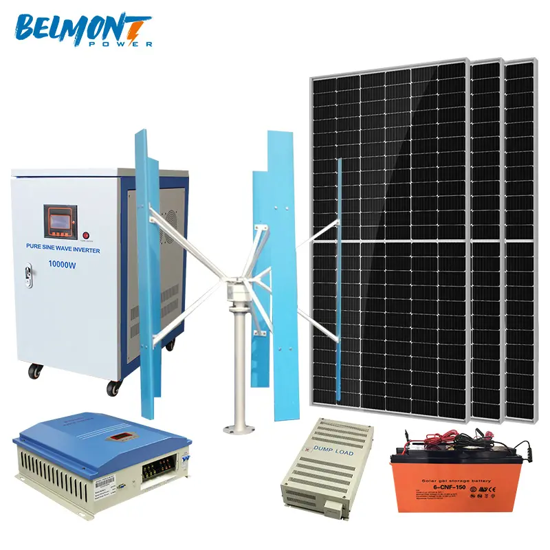 wind magnet vertical axis AC output generator solar wind hybrid power system