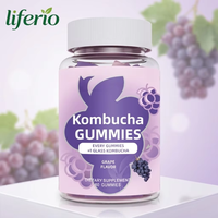 Gummies probiotiques, gummies au kombucha, soutien métabolique pour hommes et femmes, végétaliens, saveur raisin, service OEM ODM