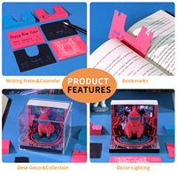 Bloc-notes 3D Cyberpunk Bouledogue Français avec lumière LED et calendrier 2027, cube de notes artistiques à feuilles détachables pour une décoration de bureau tendance