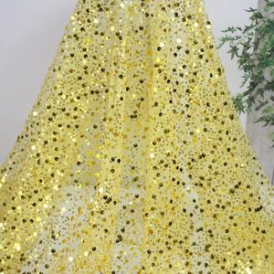 LH Ready Ship Günstige Preis Pailletten Spitze Stoff Braut stickerei Hochzeit Tüll Stoff Mit Glitzer Für Kleid Kleidung - Product Image 2