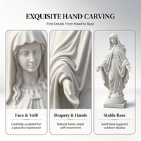 Sculpture de la Vierge Marie en marbre blanc brillant, statue artisanale de Notre-Dame de Grâce pour cimetière, chapelle, jardin, exposition