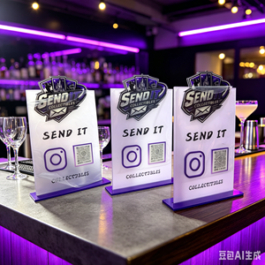 Letrero de Acrílico Personalizado con Soporte en Forma de L, Exhibidor de Tarjetas con Código QR para Tiendas de Artículos Deportivos y Coleccionables - Product Image 1