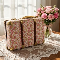 Valise en carton vintage de luxe personnalisée avec poignée, imprimée à l'or, pour boîte cadeau de mariage, pour enfants, pour emballage de bougies