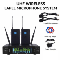 Microphone sans fil UHF double avec micro-cravate et émetteurs de poche, signal stable pour l'enseignement, les discours, les églises, le fitness et la scène