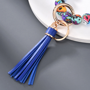 <span class=keywords><strong>Bracelet</strong></span> en <span class=keywords><strong>silicone</strong></span> coloré porte-clés portefeuille pour femmes porte-clés <span class=keywords><strong>bracelet</strong></span> perles porte-clés à pampilles - Product Image 4
