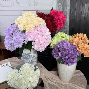 Bouquet de fleurs en soie d'hortensia à 5 têtes Jinxi, décoration de mariage réaliste - Product Image 2