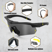 Lunettes Tactiques Légères Épaisseur 2 mm, Verres Interchangeables et Résistants aux Impacts pour Sports de Plein Air, Étui et Poinçon Inclus