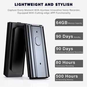 Máy ghi âm thông minh 64GB, máy ghi âm kích hoạt bằng giọng nói với ứng dụng, thiết bị ghi âm liên tục 60 giờ cho cuộc họp, bài giảng - Product Image 5