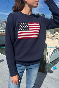 100% Cotton American Flag Pullover Knitted Weaving <strong>Method</strong> Printed Pattern - Product Image 3