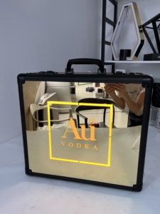 Caja DE TRANSPORTE DE maleta de vino con espejo iluminado LED con logotipo personalizado para botella de <span class=keywords><strong>vodka</strong></span> <span class=keywords><strong>AU</strong></span>, vitrina glorificadora para fiestas en la playa de Miami - Product Image 5