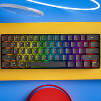 Keyboard Gaming Mekanik Mini RGB 61 Tombol Nirkabel USB Type-C Anti-Ghosting Tanpa Penyangga Pergelangan Tangan untuk PC Laptop Desktop