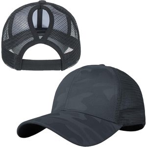 2025หมวกเบสบอลลายพราง5แผงลายพรางสำหรับผู้หญิงหมวกปีกโค้งผ้าอ๊อกซ์ฟอร์ดตาข่ายหางม้าสูง - Product Image 2