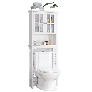 Meuble <span class=keywords><strong>de</strong></span> <span class=keywords><strong>Rangement</strong></span> Au-Dessus des Toilettes avec Deux Portes Persiennes, Étagère <span class=keywords><strong>de</strong></span> <span class=keywords><strong>Salle</strong></span> <span class=keywords><strong>de</strong></span> <span class=keywords><strong>Bain</strong></span> - Product Image 1