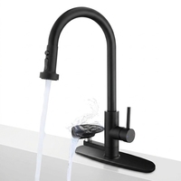 Keran Dapur Stainless Steel Hitam Matte OEM Grosir 3 Fungsi Semprotan Aliran, Sapu, Tarik Keluar, Harga Pabrik, Mixer Tap