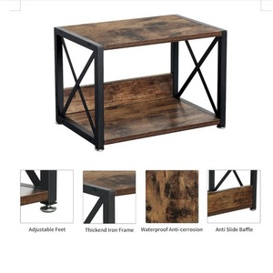 Wooden Desktop <b>Storage</b> Rack Double Layer <b>File</b> Organizer For Office Printer And Documents Brown Standing Type - Product Image 4