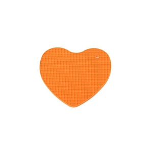 Heart Shaped <b>Silicone</b> Heat Insulating Mat Orange Anti Slip Oil Proof <b>Waterproof</b> Placemat For Kitchen Use - Product Image 1