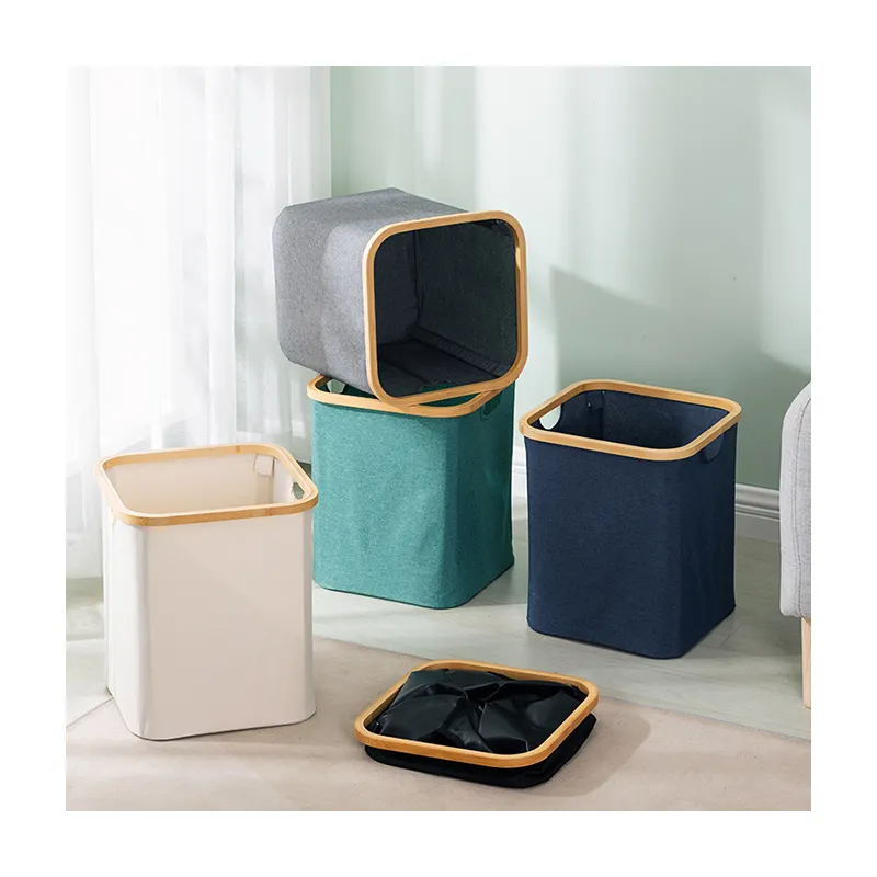 Foldable Laundry Clothing Storage Bags and Bins Dirty Clothes Household Laundry Hamper Bamboo Collapsible Basket