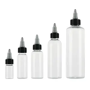 Hair Oil Bottle with Twist Cap Pigment Ink Pet Ear Drop Bottles PET Squeeze Plastic 1oz 2oz 3oz 4oz White 10ml 20ml 30ml 60ml