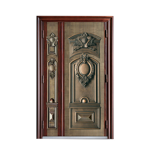 TECHTOP-Puerta de acero con hojas personalizadas, puerta de seguridad antirrobo, doble puerta frontal <span class=keywords><strong>desigual</strong></span>, lujosamente exquisita - Product Image 2