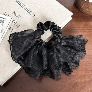 Elegant <b>Lace</b> Double-Layer Fabric Hair Ties Feminine Scrunchies for Women-Wedding & Daily Use Hair Accessories - Product Image 4
