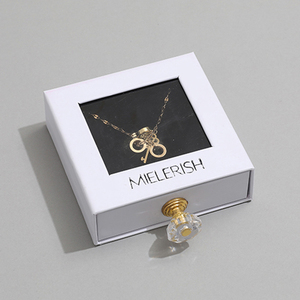 Custom Cardboard <b>Small</b> Rigid Cardboard Paper <b>Sliding</b> Drawer Gift Box with clear PVC Window Jewelry Packaging Gift Box - Product Image 4